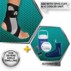 Aircast A60 Ankle Brace With Cryo Cuff And Automatic IC Cooler Unit Saver Pack